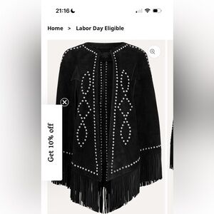 Western & Co Black Studded Cape